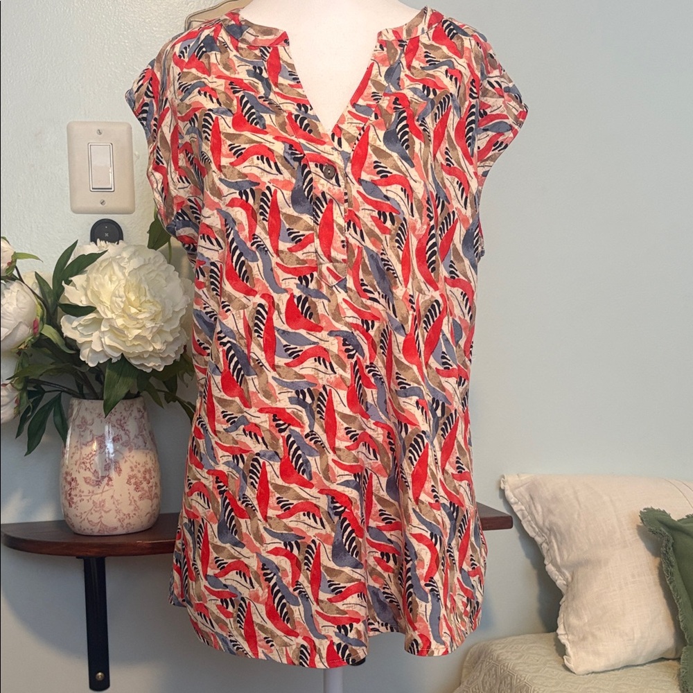 Nic & Zoe Sleeveless V-Neck  Tunic Tank Top - Red/Blue/black